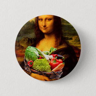 Mona Lisa Loves Vegetables 2 Inch Round Button