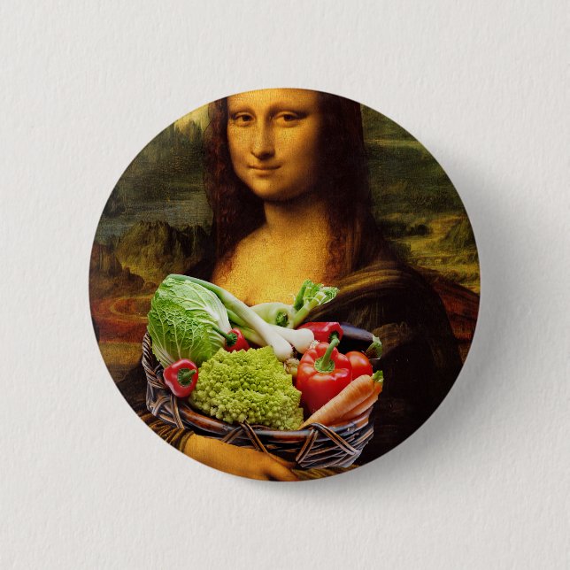 Mona Lisa Loves Vegetables 2 Inch Round Button (Front)