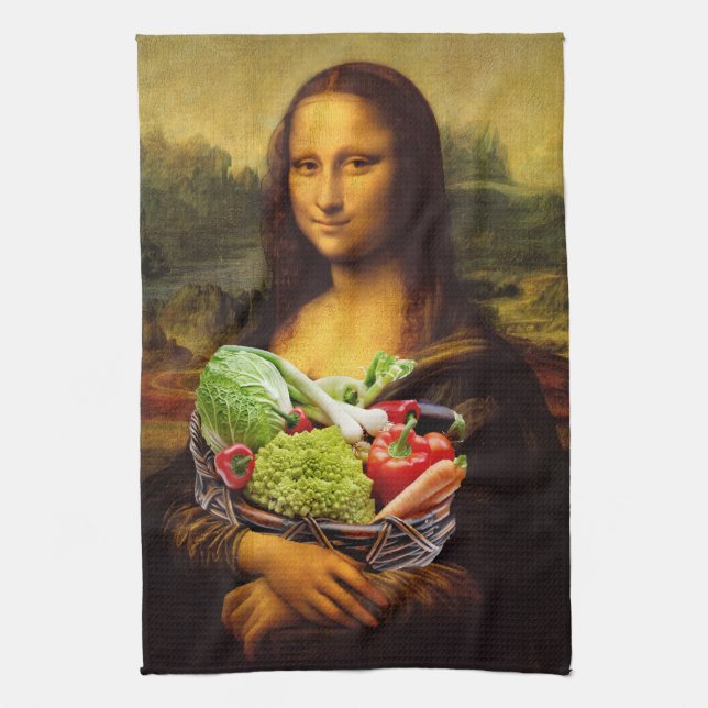 Mona Lisa Loves Vegetables Kitchen Towel (Vertical)