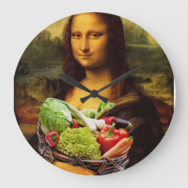 Mona Lisa Loves Vegetables Large Clock (Front)