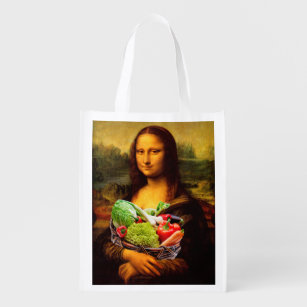 Mona Lisa Loves Vegetables Reusable Grocery Bag