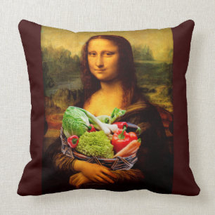 Mona Lisa Loves Vegetables Throw Pillow
