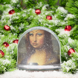 Mona Lisa making a funny face with makeup funny Snowglobe