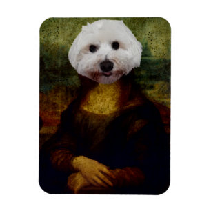 Mona Lisa Maltese Dog Peinture Flexible Magnet