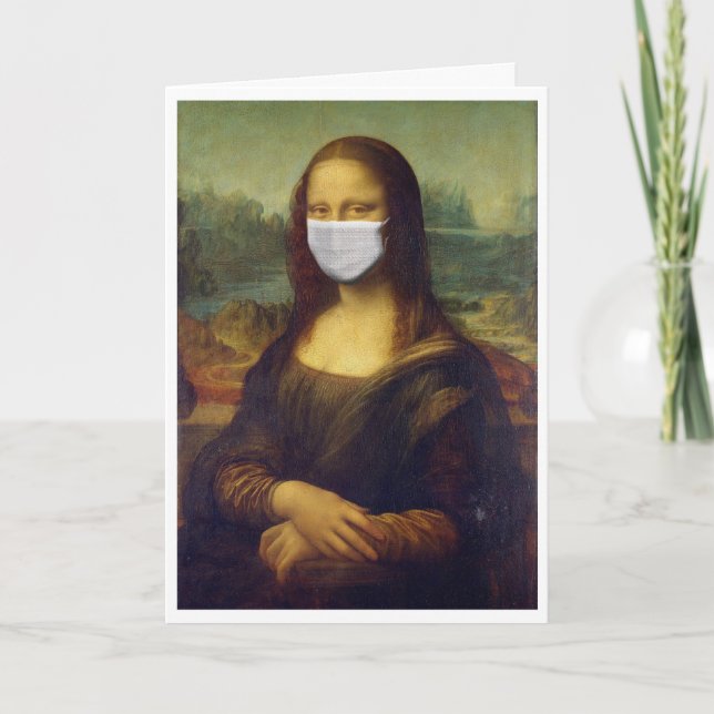Mona Lisa Masque Distance sociale Bonne carte d'an (Devant)