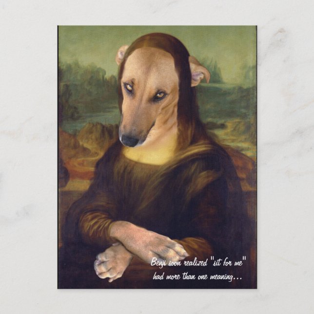 Mona Lisa Meme Funny Dog Picture Postcard (Front)