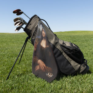 Mona Lisa & monogrammed Golf /Leonardo da Vinci Golf Towel