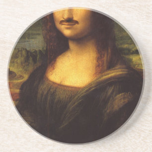 mona lisa moustache coaster
