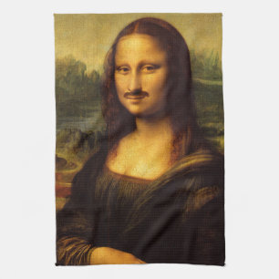mona lisa moustache kitchen towel