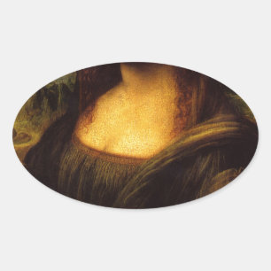 mona lisa moustache oval sticker