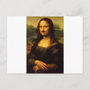 mona lisa moustache postcard