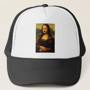 mona lisa moustache trucker hat