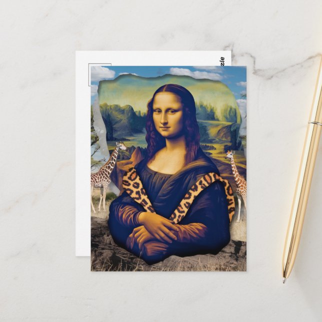 Mona Lisa On Safari Postcard (Front/Back In Situ)