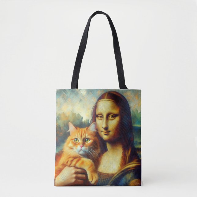 Mona Lisa painting La Gioconda with Cat Tote Bag (Front)