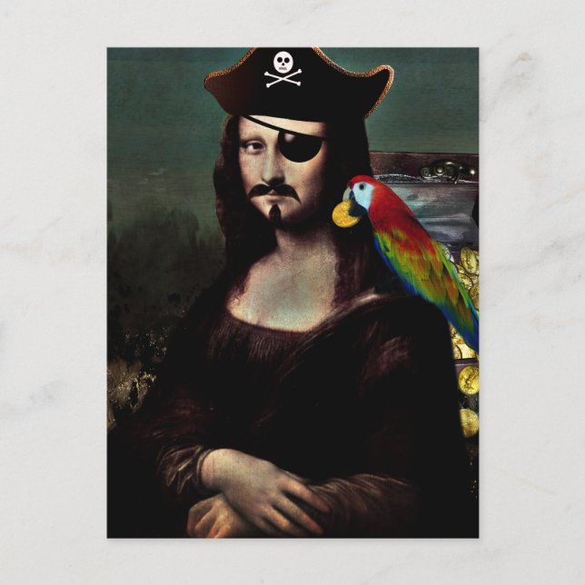 Mona Lisa Pirate with Moustache Postcard (Front)