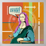 Mona Lisa pop art Poster<br><div class="desc">A colourful pop art illustration of the Mona Lisa. She has a pink hair,  don't care attitude. A modern take on  Leonardo Da Vinci's classic.</div>