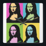 Mona Lisa - Pop Art Style Square Wall Clock<br><div class="desc">Mona Lisa is stylised in Pop Art and Her famous smile is also colorized. For Pop Art lovers. With respect to Leonardo Da Vinci painting,  this is Art Revisited !</div>