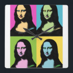 Mona Lisa - Pop Art Style Square Wall Clock<br><div class="desc">Mona Lisa is stylised in Pop Art and Her famous smile is also colorized. For Pop Art lovers. With respect to Leonardo Da Vinci painting,  this is Art Revisited !</div>