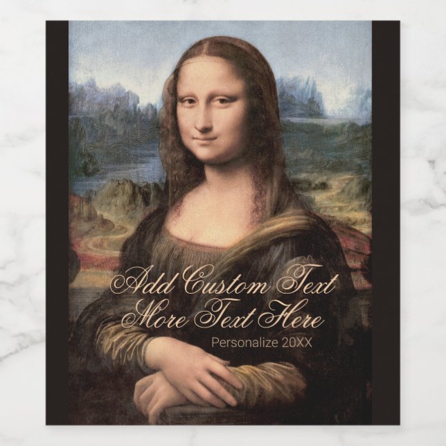 Mona Lisa Portrait Add Brand Name and Year Wine Label (Single Label)