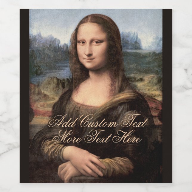 Mona Lisa Portrait Fancy Custom Text Wine Label (Single Label)