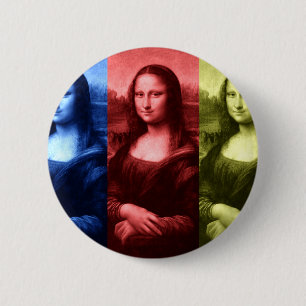 Mona Lisa Primary Colours 2 Inch Round Button
