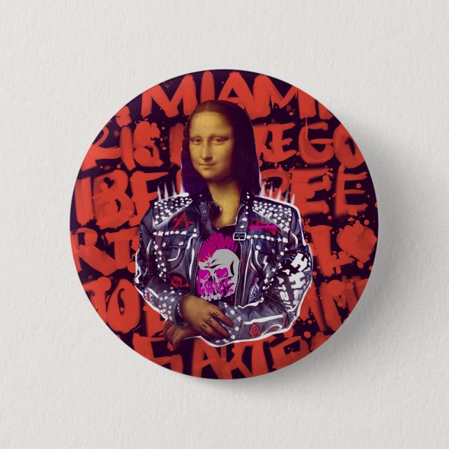 Mona Lisa Punk Art 2 Inch Round Button (Front)