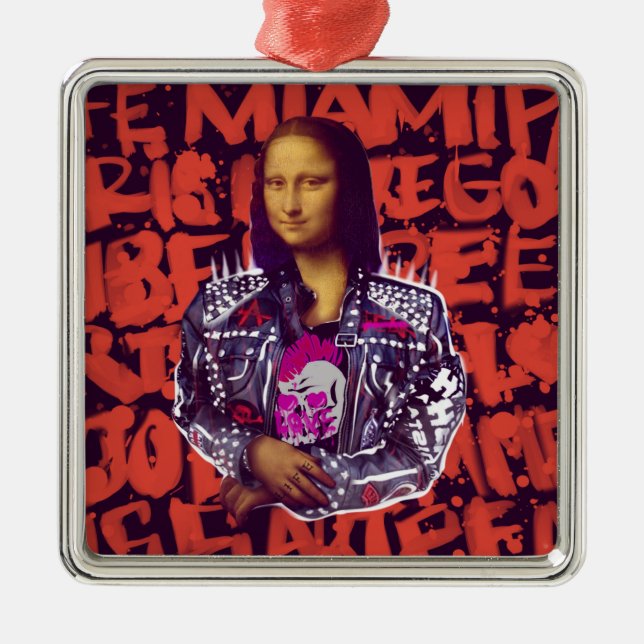Mona Lisa Punk Art                                 Metal Ornament (Front)
