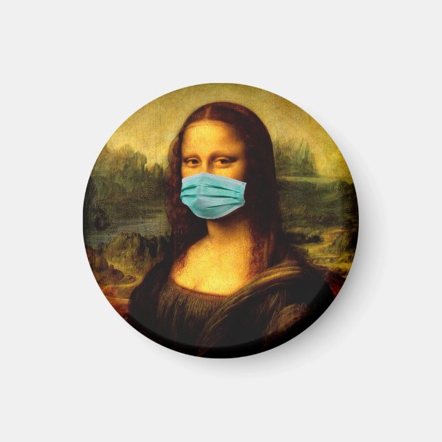 Mona lisa quarantined with a bandage for the face. magnet (Front)