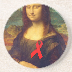 Mona Lisa Red Ribbon Coaster