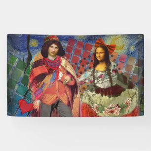 Mona Lisa Romantic Funny Colourful Artwork Banner