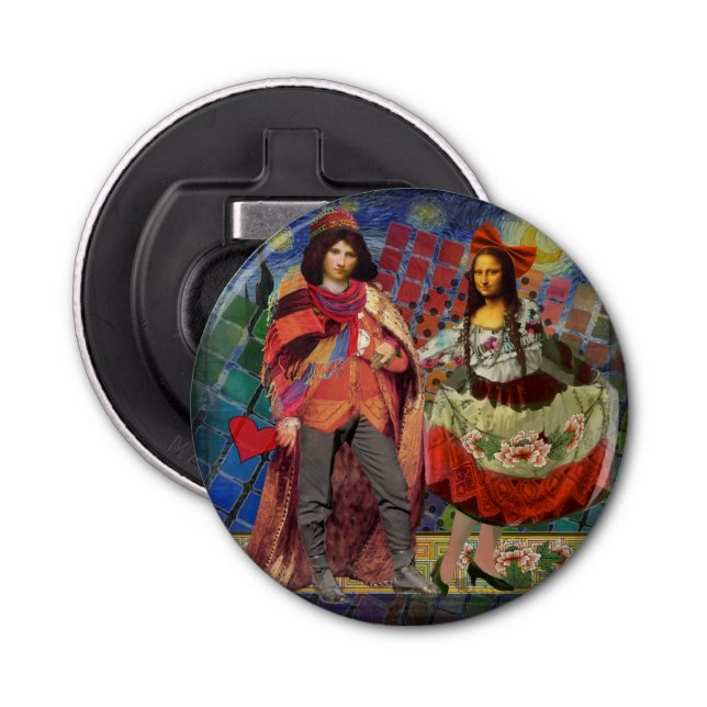 Mona Lisa Romantic Funny Colourful Artwork Bottle Opener (Front)