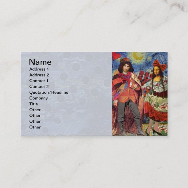 Mona Lisa Romantic Funny Colourful Artwork Business Card (Front)