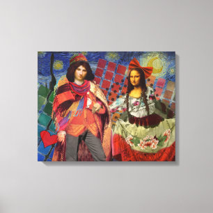 Mona Lisa Romantic Funny Colourful Artwork Canvas Print