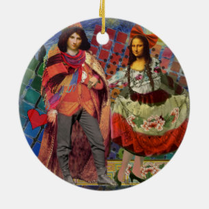 Mona Lisa Romantic Funny Colourful Artwork Ceramic Ornament