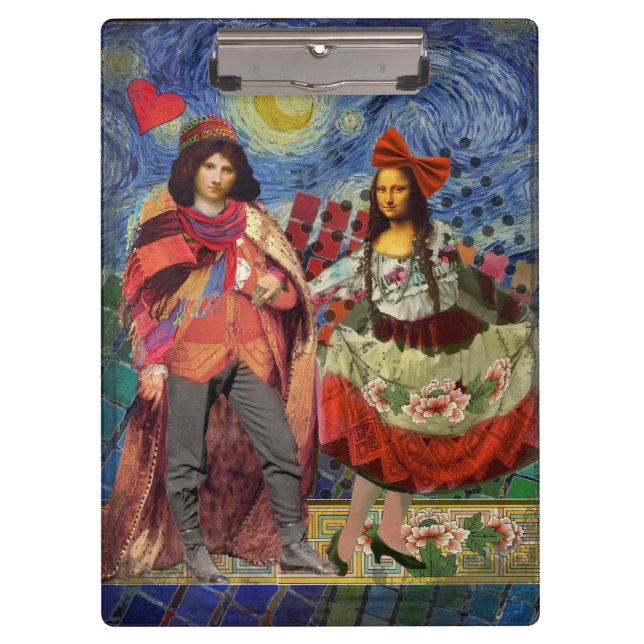 Mona Lisa Romantic Funny Colourful Artwork Clipboard (Front)