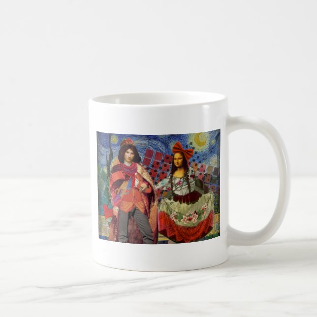 Mona Lisa Romantic Funny Colourful Artwork Coffee Mug (Right)