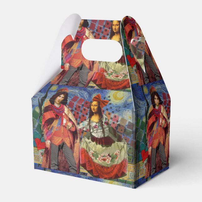 Mona Lisa Romantic Funny Colourful Artwork Favor Box (Front Side)