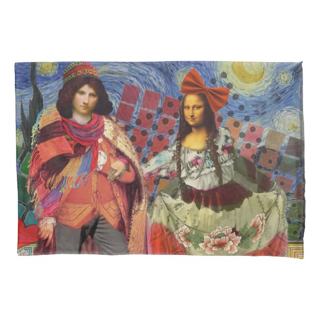Mona Lisa Romantic Funny Colourful Artwork Pillowcase (Front)
