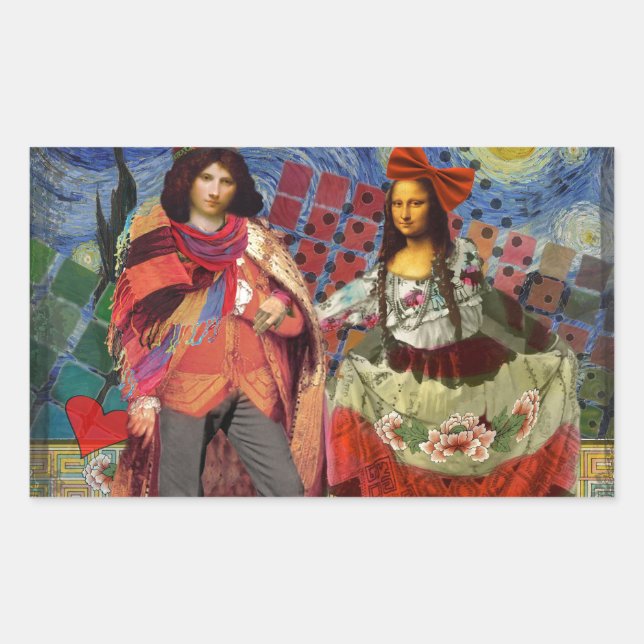 Mona Lisa Romantic Funny Colourful Artwork Sticker (Front)