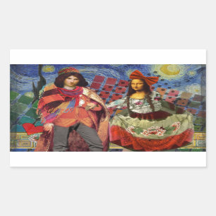 Mona Lisa Romantic Funny Colourful Artwork Sticker