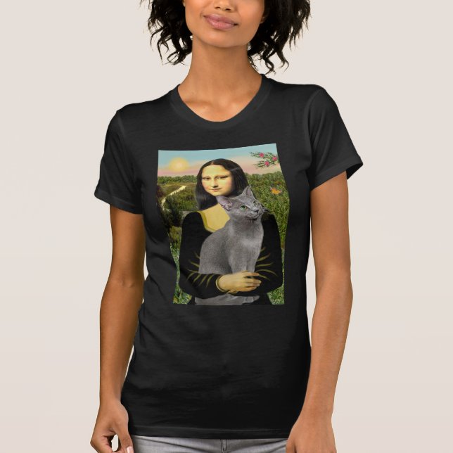 Mona Lisa - Russian Blue cat T-Shirt (Front)