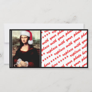 Mona Lisa Santa Hat Christmas Holiday Card