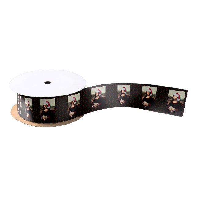Mona Lisa Santa Hat Christmas Satin Ribbon (Spool)