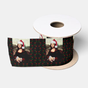 Mona Lisa Santa Hat Christmas Satin Ribbon