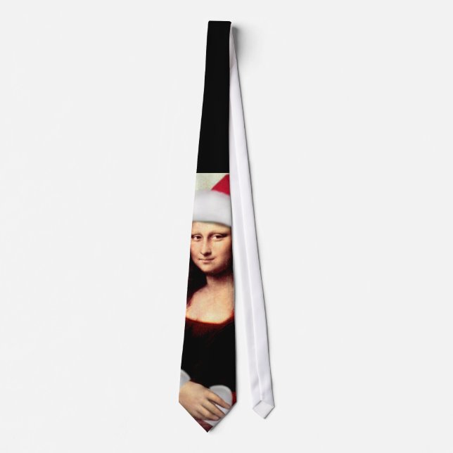 Mona Lisa Santa Hat Christmas Tie (Front)