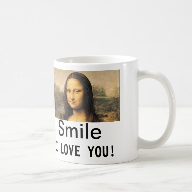 Mona Lisa, Smile, je t'aime ! Mug blanc classique (Droite)