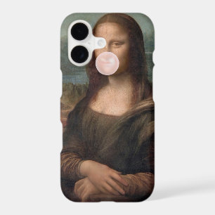 Mona Lisa soufflant un bubble gum rose