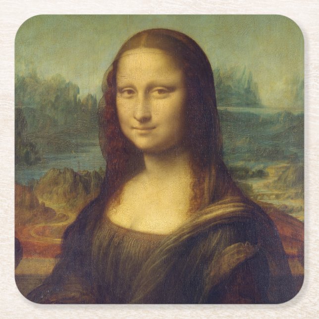 Mona Lisa Square Paper Coaster (Front)