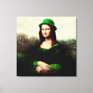 Mona Lisa St. Patrick's Day Clover Canvas Print