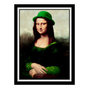 Mona Lisa St. Patrick's Day Clover Poster